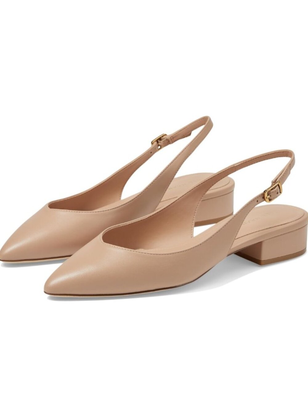 New COLE HAAN 6.5 MAZIE Beige LEATHER Slingback Heels